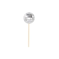 Silver disco mirror ball cake topper with a wooden stick for festive party decorations - 4cm Mirror Ball + Wood Stick