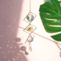 Bohemian moon star suncatcher with diamond alloy frames and crystal teardrop pendant - Size 20