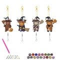DIY Halloween keychain set with diamond painted Highland cow pendants and colorful beads - Halloween Highland Cow Style