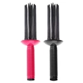 Hair styling set featuring black and pink voluminous roller combs for wet and dry hair - Red + Black (2-Piece Set)