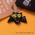 Halloween black bat resin pendant with yellow eyes and metal ring for DIY jewelry - Yellow Eye Bat