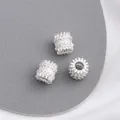 Three pieces of silver 14K gold-plated spacer beads with micro-pave zircon crystals - Style 19 / 10x9mm / Thick Silver