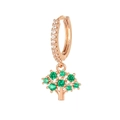 Orecchini a cerchio in oro rosa con pendente albero della vita e cristalli verdi - Albero della Vita Oro Rosa