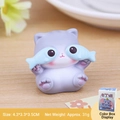Statuina gatto pudding viola in miniatura con pesce azzurro e scatola regalo - Stile D Mini Gatto Pesce