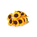 Künstliche Sonnenblumenköpfe aus Seide mit gelben Blütenblättern für DIY Dekorationen - 10 Stück / Orange