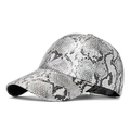 Gorra de béisbol plateada con patrón de serpiente en cuero sintético brillante y visera - Plateado