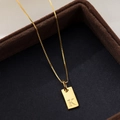 Elegant gold S925 silver square pendant necklace featuring letter K on box chain - Letter K / Gold