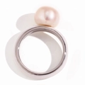 Minimalistische roestvrijstalen ring met ronde roze kraal in zilveren afwerking - US 6 / Zilver