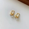 Minimalistische S925 sterling zilveren gouden U-oorbellen met doorschijnende witte kristallen - Goud