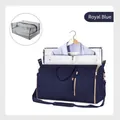 Royal blue convertible garment bag in PU leather with shoulder strap and shoe pouch - Royal Blue + Toiletry Bag