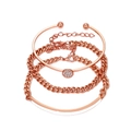 4er-Set Roségold-Armbänder mit Strass-Scheibe, Panzerkette und offenem Manschettendesign - Roségold Strass Kubanisches Ketten-Set (9052)