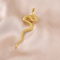 Elegante spilla a forma di serpente dorata con scaglie su tessuto di seta rosa - Stile 01 Oro