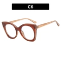 Vintage cat eye glasses frame in translucent amber brown finish, style C6 color way - Tea Frame Clear Lens