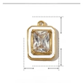 Macro detail of rectangular stainless steel pendant with white enamel and zircon stones - YE779-3-Rectangle White Zircon
