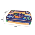 Borsa termica blu Dinosaur World con manico arancione, misura 26x20x5cm per studenti - Borsa Termica Dinosauro Blu