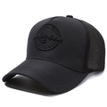 Black high-top mesh baseball cap with embroidered sports wear patch for summer - Sports Wear Black with Black Embroidery