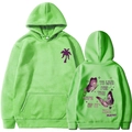 Sweat à capuche vert fluo avec imprimé papillon violet et slogan hope of it all au dos - S / Hauts / Vert Fruit