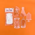 Minimalistische vintage fles PET stickers set met 20 stuks in witte inkt op oranje basis - Tijdfles