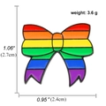 Rainbow enamel bow brooch pin with size dimensions and weight in a clear product view - Rainbow Bow Style (A00899)