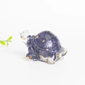 Cute purple crystal turtle figurine with sparkling gold flakes and transparent limbs - Blue Goldstone + Gold Foil