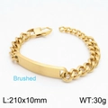 Vergulde Cubaanse schakelarmband met een 210mm geborstelde metalen plaat voor heren - Stijl A Goudkleur (KB148617-KLHQ)