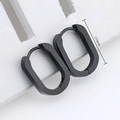 Detailed view of matte black U-shaped stainless steel earrings with 17mm size marking - U-Shape 17mm Black