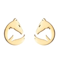 Minimalist hollow horse head stud earrings in polished gold finish for women - Horse Head / Gold