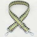 Ethnic pixel pattern woven strap in green and yellow with silver metal hooks - No.288 Silver Hook