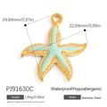 Mint green stainless steel starfish pendant with gold base for DIY jewelry making - PJ91630C-Mint Green Enamel Starfish