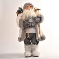 Detail of 45cm Nordic style standing Santa Claus doll with skis and plush textures - 45CM White Plush Suit
