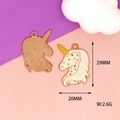 Detail view of 29x20mm gold-plated unicorn enamel pendant for DIY jewelry making - Style 14