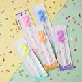 Pastel macaron number 2 birthday candle with colorful confetti on festive background - Balloon Number Candles 2