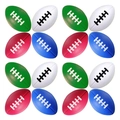 Set of 16 mini foam American footballs in green, white, red, and blue colors - 4cm Slow Rebound Rugby Ball Custom Colors Available. Contact Customer Service.