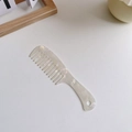 Creamy white cellulose acetate wide-tooth comb with pearlescent marble texture and hanging hole - Acetate 18.5cm / 5# Mermaid/Pearlescent White
