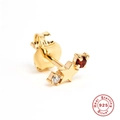 Gold star-shaped S925 sterling silver stud earrings with red and clear diamonds - Gold-Garnet Red Zirconia Capricorn