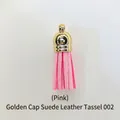 Pompon en daim rose avec calotte dorée pour porte-clés DIY en résine alphabet - Pompon Style 2 Rose