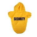 Detail view of yellow pet hoodie with black SECURITY print and fleece lining - Yellow-Black Label