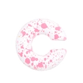 Minimalist white C-shaped earring with stylish pink ink splatter pattern finish - White with Pink Splatter Texture (N-747)