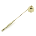 Elegant gold metal bell candle snuffer with long textured handle on white background - Gold Plated Candle Snuffer Bell / Gold