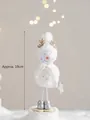 Cute 19cm plush white snowman ornament with reindeer antlers and sequin star details - White Snowman