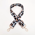 Adjustable leopard print bag strap in blue and brown with golden metal hardware - Silver Clasp / Grey Blue