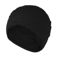 Unisex black knit beanie hat with textured grid pattern for winter warmth and protection - L (58-60cm) / Black