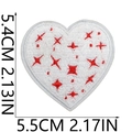 Detailed size chart of white embroidered heart patch with red star accents and dimensions - White Heart with Red Stars (No. 11)