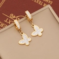 Boucles d'oreilles papillon dorées avec émail blanc et strass brillants pour femme - 1# Style Papillon / Doré