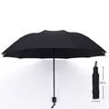 Classic black 10-rib manual folding umbrella with a 105cm diameter windproof canopy - 10k Outward-folding Manual Umbrella Black Without Edging / Gift Box Not Included