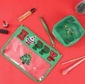 Green Christmas chenille embroidery pouch set with Santa Claus and tree patterns - Christmas Tree Set HAPPY