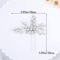 U-shaped bridal hair pin with silver marquise rhinestones in floral design, 10x10cm size - Silver