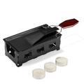 Mini Swiss cheese raclette set with candle base, non-stick pan and wooden handle - Wood Handle Black Set (With 3 Candles)