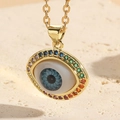 Evil Eye Halskette mit bunten Zirkoniasteinen und einer 14K Goldbeschichtung - XL2156-2 Bunter Zirkonia