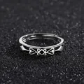 Minimalist silver and black heart pattern open ring for men in Black Warrior style - Black Warrior-Enamel Texture